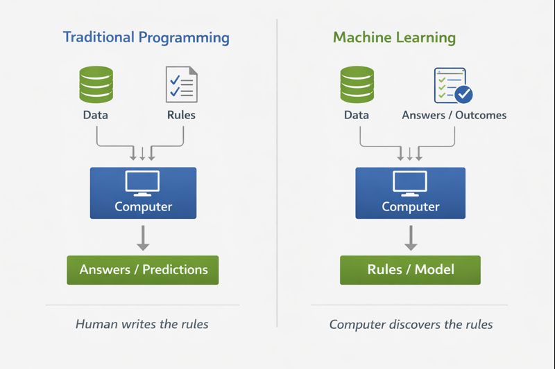 Traditional Programming vs Machine Learning